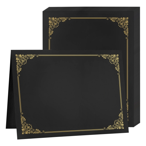 Certificate Holders with Elegant Gold-Trim - Black
