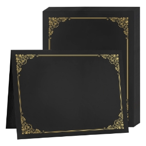 Certificate Holders with Elegant Gold-Trim - Black
