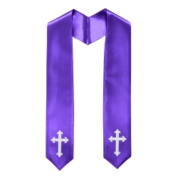 Purple embroidered stole with white crosses