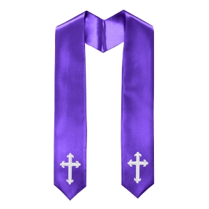 Purple embroidered stole with white crosses