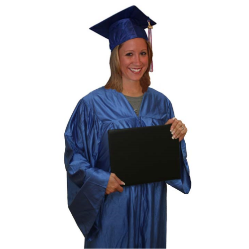 Shiny cap, gown, tassel, and diploma cover