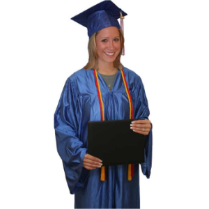 Shiny cap, gown, tassel, diploma cover, double honor cord set