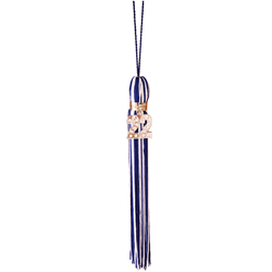 Navy and White Jumbo tassel with silver 22 Bling