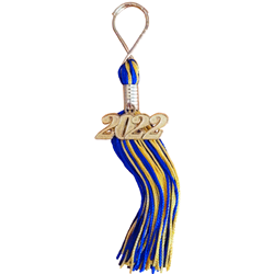 Royal Blue and Gold keychain tassel with gold 2022 year date