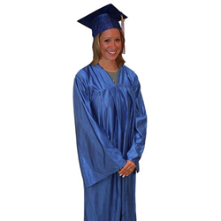Royal Blue shiny cap, gown, and tassel set